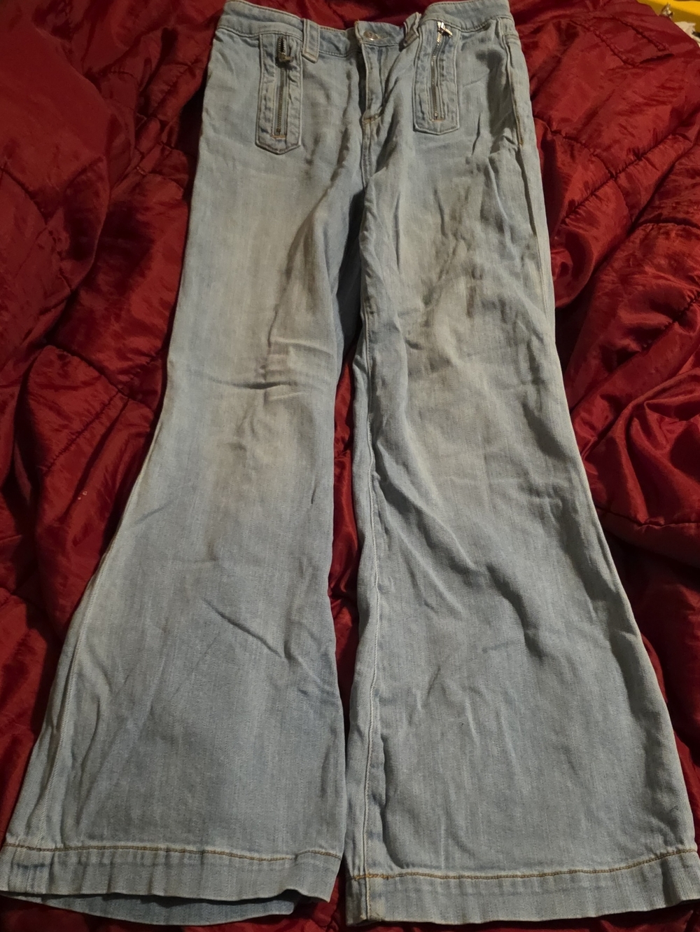 Anthropologie Pilcro And The Letterpress Light Blue Wide Leg Flared Jeans